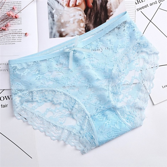 BLUE All lace panties. Stretch see through lace with cotton Gusset - Picture 1 of 3